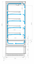 Холодильная горка гастрономическая Carboma FC20-07 VM 1,3-2 (версия 2.0) ночная шторка (9006-9005)