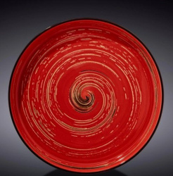 Тарелка Wilmax Spiral красная с бортом D 230 мм