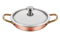 Сковорода для подачи Altin Basak Multi-Metal Copper с крышкой розово-золотая 0,54 л, D 160 мм, H 35 мм