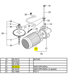 Двигатель FIMAR SL3312 для тестомеса IM50SN 400V