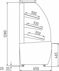 Витрина нейтральная напольная Carboma K70 N 0,9-2 LIGHT Bread 0012-0109 (без стекла) (Хлебная 0,9 Carboma)