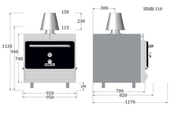 Печь на твердом топливе (хоспер) Mibrasa HMB 110