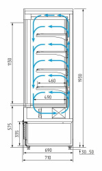 Холодильная горка гастрономическая Carboma FC20-07 VM 0,7-1 LIGHT (фронт X0, 9006-9005 цвет серо-черный)